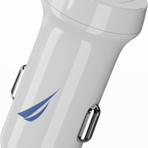 Nautica Dual Port Car Charger, 12W Output, 2X USB-A Port, Quick Charge, Compatible with Iphone, Android Phones, Tablets, Powerbanks (White)