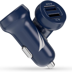 Nautica Dual Port Car Charger, 12W Output, 2X USB-A Port, Quick Charge, Compatible with Iphone, Android Phones, Tablets, Powerbanks (Navy)